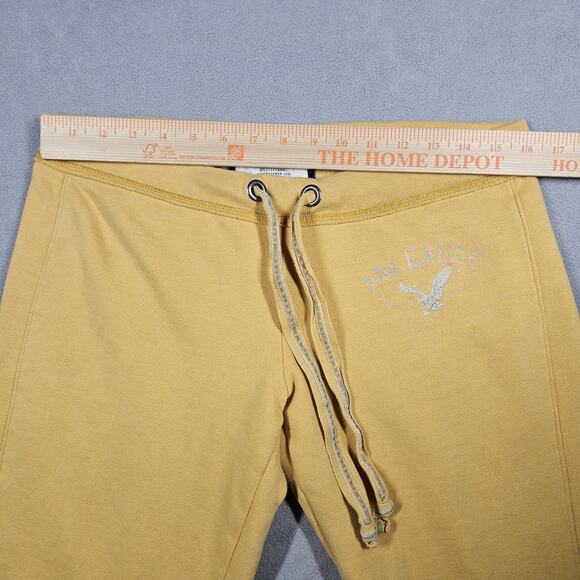 American Eagle Y2K Sweatpants Womens Medium Fleece Low Rise Yellow Mallcore - Picture 11 of 15